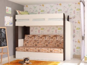 Кровать двухъярусная Карамель 75 венге ткань савана в Чайковском - chajkovskij.magazinmebel.ru | фото - изображение 1