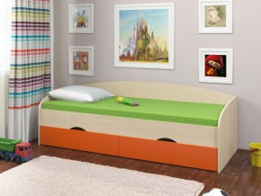 Кровать Соня 2 дуб молочный-оранжевый в Чайковском - chajkovskij.magazinmebel.ru | фото - изображение 1