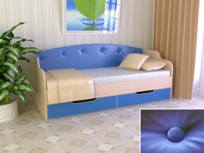Кровать Юниор Тип 2 дуб молочный/синий 800х1600 в Чайковском - chajkovskij.magazinmebel.ru | фото