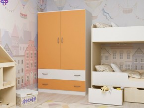 Шкаф двухстворчатый белый-оранж в Чайковском - chajkovskij.magazinmebel.ru | фото